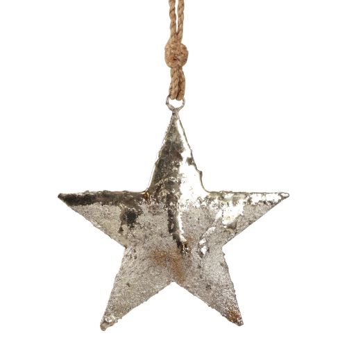 Itens Decoração suspensa estrela metal decoração de Natal prata 15,5 cm 3 unidades