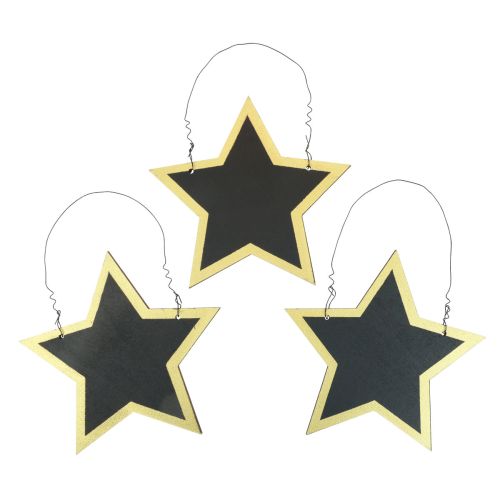 Floristik24 Cabides decorativos de estrelas de madeira ouro preto Natal Ø15cm 8 unidades