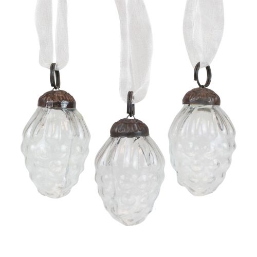 Decorações de Natal cabides decorativos de vidro cones de vidro 3 × 4,5 cm 12 unidades