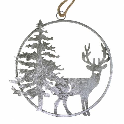 Floristik24 Anel decorativo rena e abeto antigo prateado Ø30cm Para pendurar