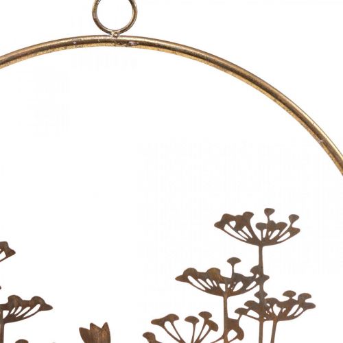 Floristik24 Decoração de parede flores decoração de metal para pendurar ouro antigo Ø38cm