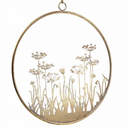 Floristik24 Decoração de parede flores decoração de metal para pendurar ouro antigo Ø38cm