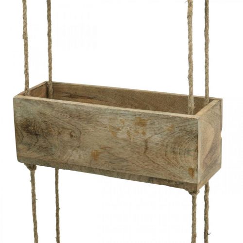 Floristik24 Caixas de plantas em uma corda, prateleira suspensa para plantio, decoração em madeira cores naturais L98cm L30cm
