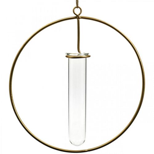 Floristik24 Anel decorativo para pendurar proveta metal dourado Ø16cm 4uds