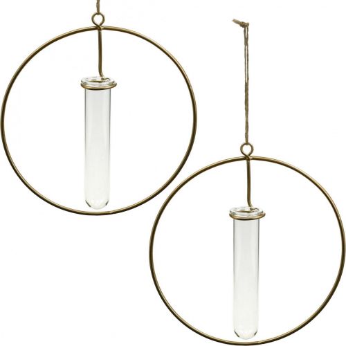 Floristik24 Anel decorativo para pendurar proveta metal dourado Ø16cm 4uds