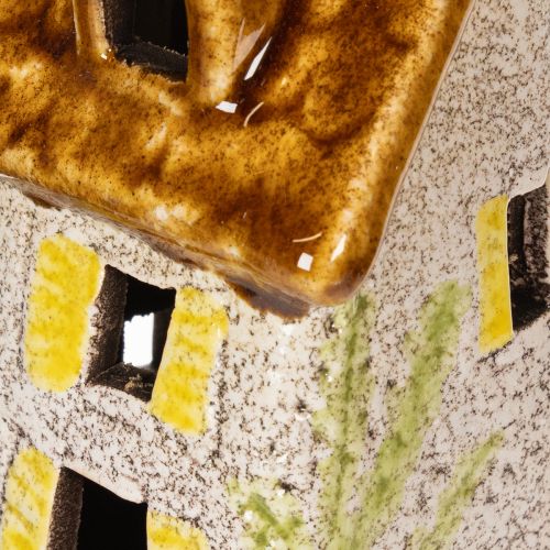 Itens Casa rústica de cerâmica com LED brilhante, ideal para decoração de mesa, 15 cm, 2 peças.