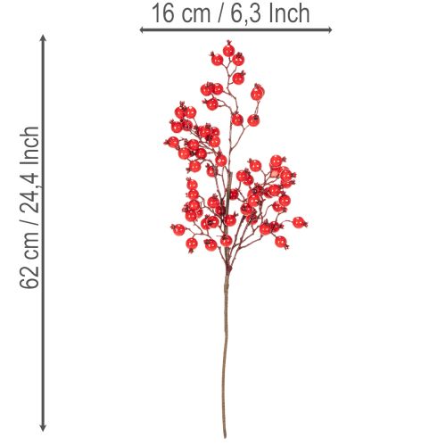 Ramo artificial de rosa mosqueta com frutos brilhantes, 62 cm | Floristik24.pt