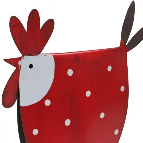 Floristik24 Decorativo Galo Metal Vermelho, Branco Decoração de Páscoa H18,5cm Sortido 2 peças