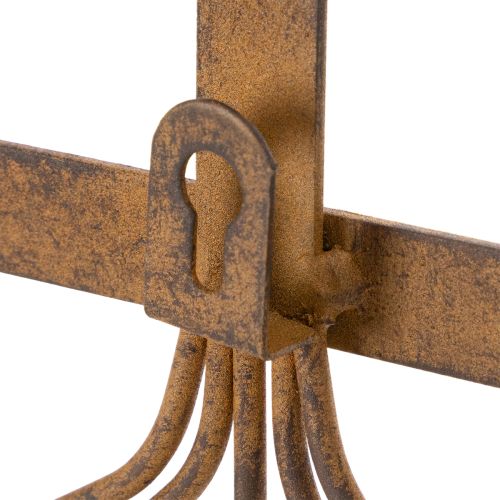 Cabideiro de metal com gancho para ferramentas de jardim, decorações, ancinho, pá e enxada; feito de metal enferrujado, 33,5 cm de comprimento. | Floristik24.pt
