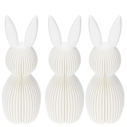 Itens Conjunto de 3 peças com 13 cm de comprimento, composto por uma estatueta decorativa de coelho com um visual plissado, ideal para decoração de interiores moderna, sala de estar ou escritório.