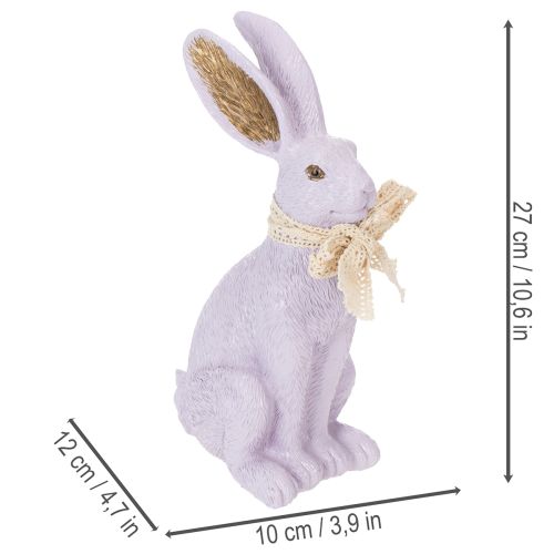 Itens Figura decorativa de coelho da Páscoa com laço para uma decoração de Páscoa elegante em casa, 27 cm