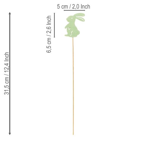 Itens Coelhos decorativos em palitos, como detalhes gráficos para mesas e vasos, 31,5 cm, 16 peças