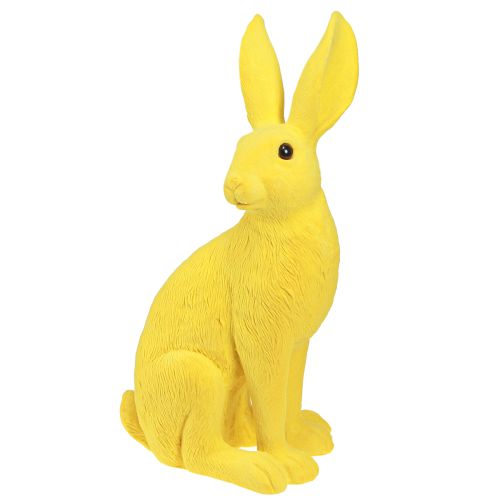 Floristik24 Coelho amarelo sentado decoração de coelhinho da Páscoa flocado 16×13×35cm