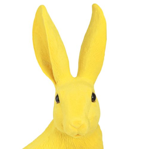 Floristik24 Coelho amarelo sentado decoração de coelhinho da Páscoa flocado 16×13×35cm