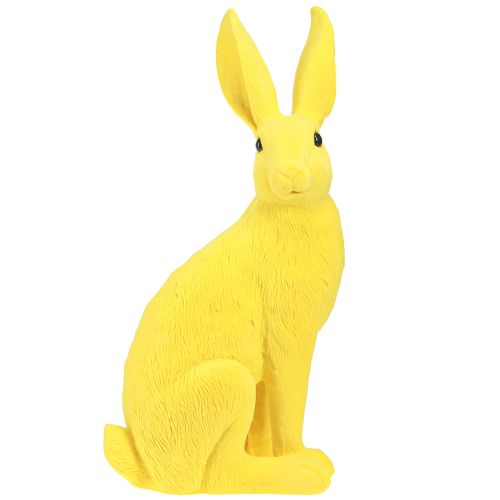 Floristik24 Coelho amarelo sentado decoração de coelhinho da Páscoa flocado 16×13×35cm