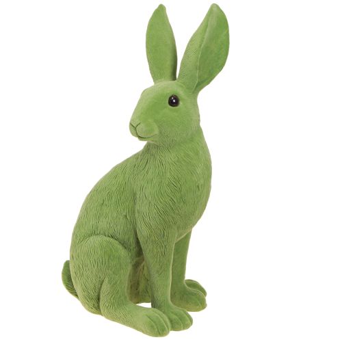 Floristik24 Coelhinho Verde Sentado Decoração de Coelhinho da Páscoa Flocado 16×13×35cm