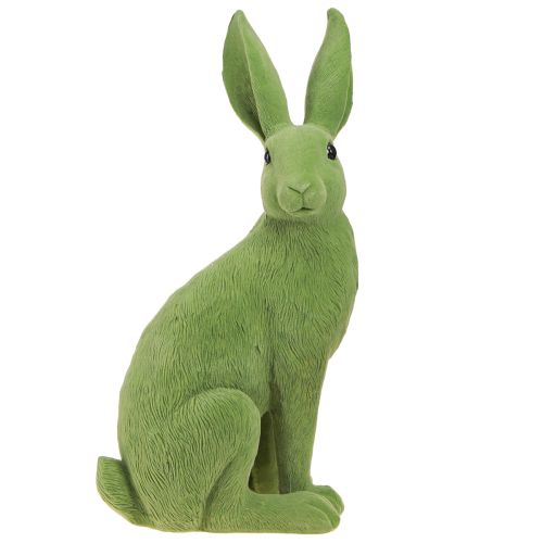 Floristik24 Coelhinho Verde Sentado Decoração de Coelhinho da Páscoa Flocado 16×13×35cm