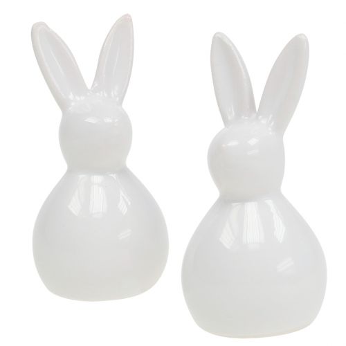 Coelhinho de cerâmica branca 7,5 cm 6 unidades | Floristik24.pt