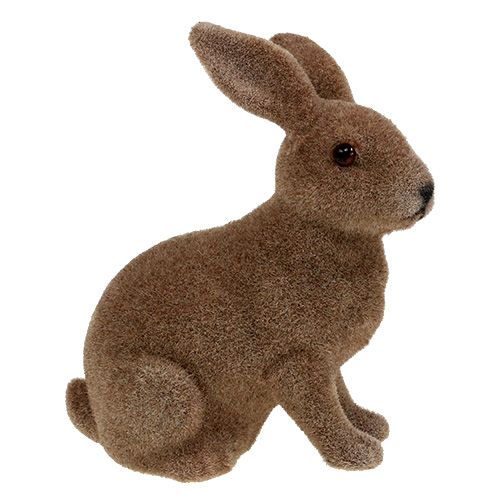 Itens Coelho flocado marrom 11cm, 13,5cm 6 unid.