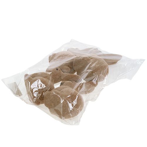 Floristik24 Coelho flocado marrom 15,5 cm 4 unidades