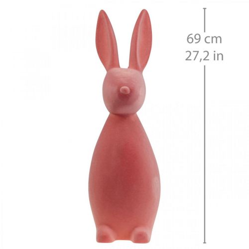 Floristik24 Coelho de Páscoa Decorativo – 2ª Escolha – Laranja Flocada Damasco H69cm