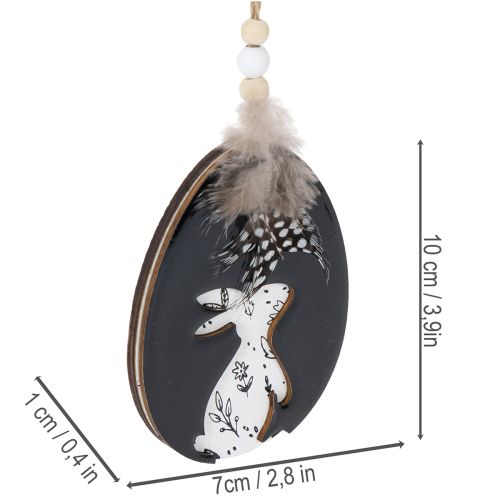 Itens Ovos de Páscoa de madeira para pendurar, brancos e pretos, 10 cm, conjunto de 6 peças.