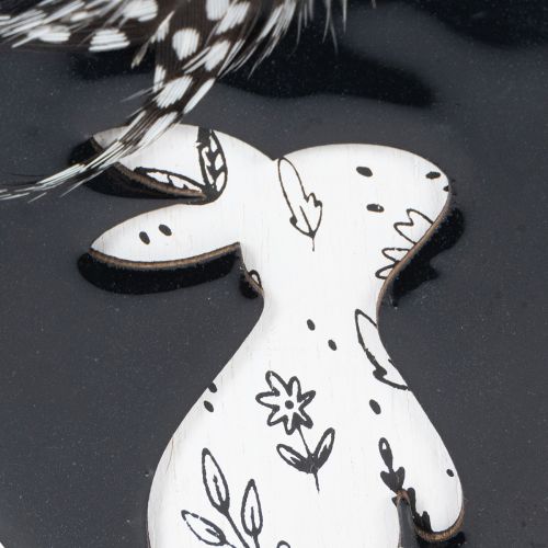 Itens Ovos de Páscoa de madeira para pendurar, brancos e pretos, 10 cm, conjunto de 6 peças.