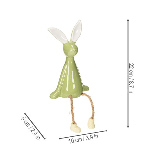 Itens Conjunto de 2 peças com coelho decorativo de cerâmica para prateleira, ideal para um ambiente alegre. 22 cm de altura.