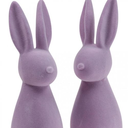 Itens Coelho de Páscoa Decorativo – 2ª Escolha – Lilás Flocado H29,5cm 2 pcs
