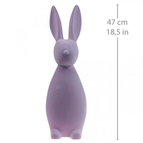 Itens Coelho de Páscoa Decorativo – 2ª Escolha – Lilás Flocado H47cm