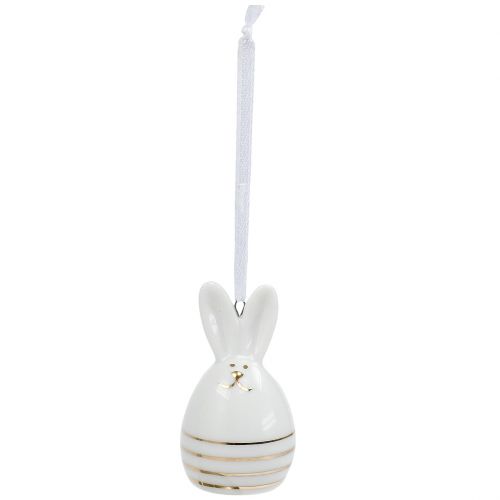 Floristik24 Coelhinho para pendurar 7cm branco, ouro 6 peças