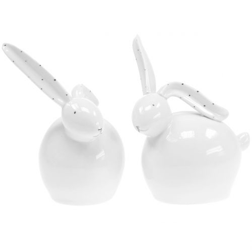 Floristik24 Coelho cerâmico branco 14cm 2pcs