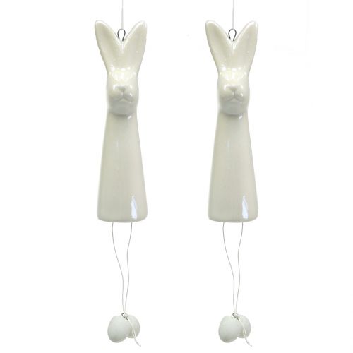 Floristik24 Coelhinho para pendurar branco 10cm 6pcs