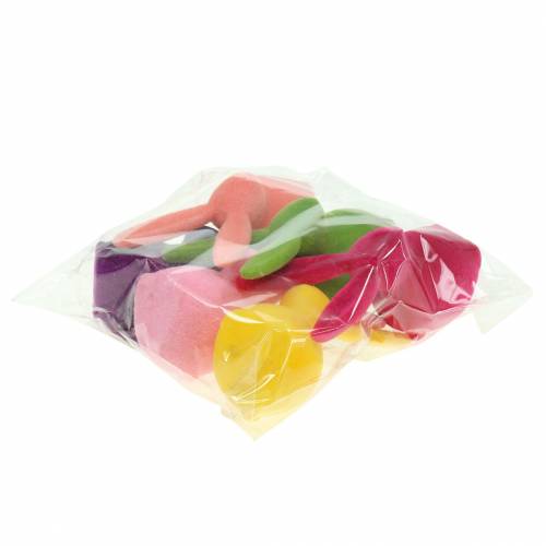 Itens Coelho aveludado, colorido, 13 cm de altura, sortido, 6 peças