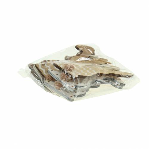 Floristik24 Coelhinho da Páscoa para pendurar creme, marrom, madeira natural sortida Alt.11,5 cm 6 unidades