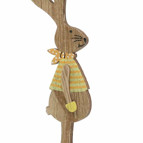 Floristik24 Coelhinho de decoração de Páscoa com palito de madeira sortido natural 11cm 16 unid