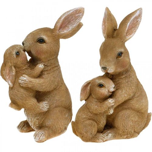Floristik24 Figuras de decoração de coelho família de coelho decoração de páscoa H11.5cm 2pcs