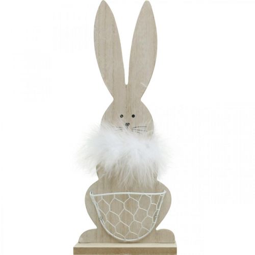 Floristik24 Coelhinho com cesta Coelhinho da Páscoa decoração em madeira Páscoa natureza H30cm