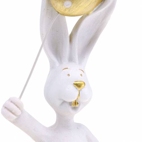 Itens Coelhinho da Páscoa com balão em pé de ouro branco H18cm 2pcs