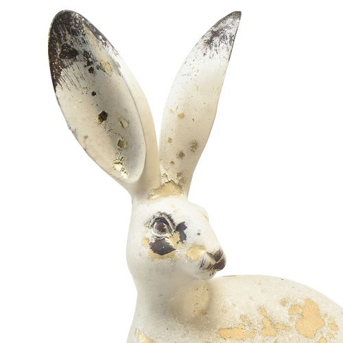 Floristik24 Coelhinho sentado vintage dourado bege decoração de mesa páscoa altura 35,5 cm 2 unidades
