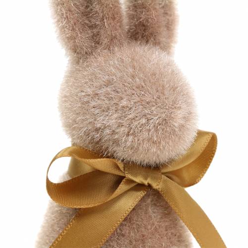 Floristik24 Coelho flocado castanho claro 16cm 4pcs