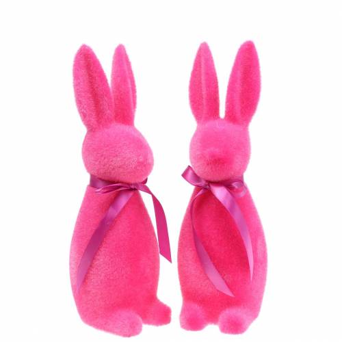 Floristik24 Coelho flocado rosa H30cm 2pcs