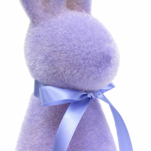 Floristik24 Coelho flocado lilás roxo Alt.30cm 2pçs