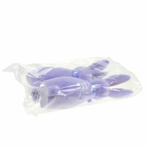 Floristik24 Coelho flocado lilás roxo Alt.30cm 2pçs