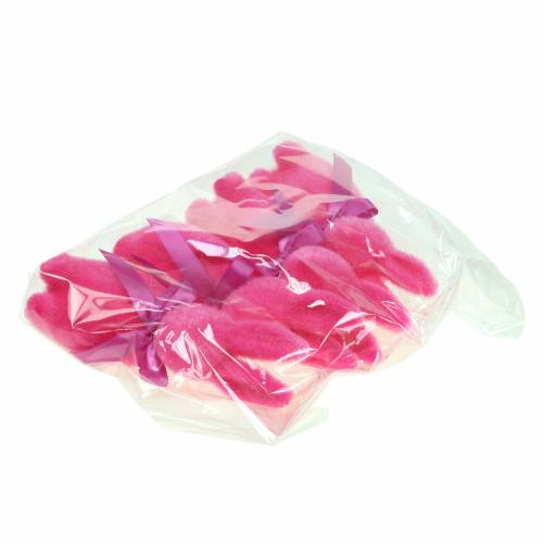 Floristik24 Coelho flocado rosa 16cm 4 unidades