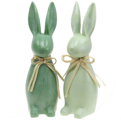 Floristik24 Coelhinhos da Páscoa verdes Alt.29cm 2 unidades