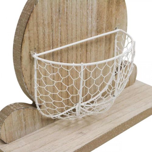Floristik24 Coelhinho de madeira com cesta, decoração de primavera, coelhinho da Páscoa com cesta de plantas natureza, branco H48cm