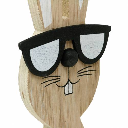 Floristik24 Coelhos de madeira com óculos de sol e cesta natureza, decoração de Páscoa, figura de coelho com cesta de plantas, decoração de primavera 2pcs