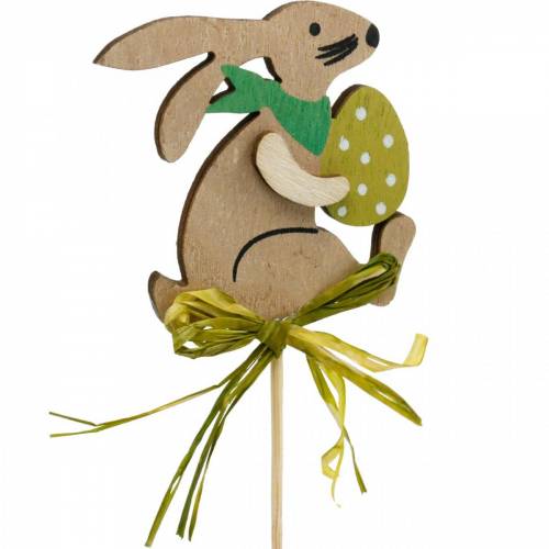 Itens Coelhinho com ovo de Páscoa em uma vara, plug de flores Coelhinho da Páscoa, decoração de madeira de Páscoa, plug decorativo, decoração de flores 12 unidades