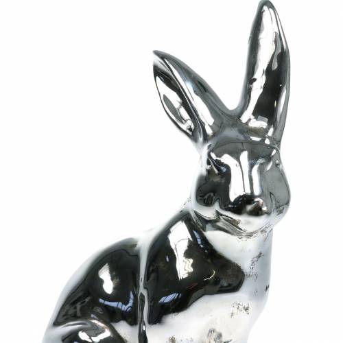 Floristik24 Coelhinho prata antigo Alt.35cm Grande coelho decorativo para vitrines